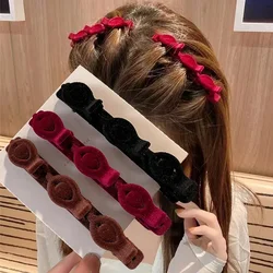 Flocking Hair Clips Pin for Women Fashion Handmade Geometric Braided Barrettes Headwear Girls Sweet Hairpins Hair Accessories