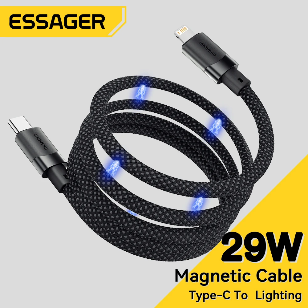 Essager USB C Cable For IPhone 14 13 12 11 pro Max Plus 29W Magnetic Fast Charging Cable Type C To Lighting Date Wire For ipad