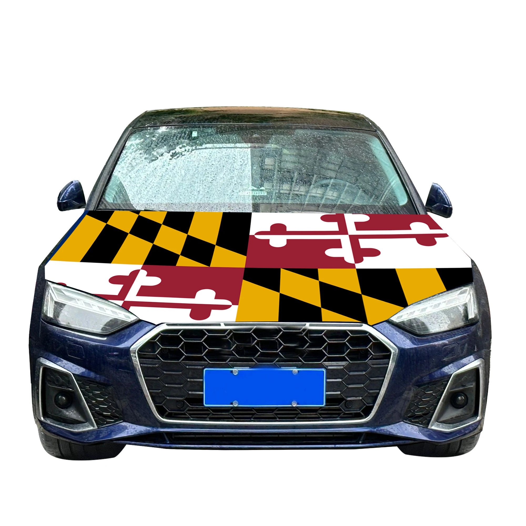 Maryland Car Hood Cover Flag  Universal Size Elastic Polyester 120x150cm for Car Decor