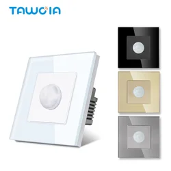 TAWOIA PIR Infrared Motion Sensor Switch Crystal Glass Panel EU Wall Mounted Switches LED Light Switches Body Sensor Detector