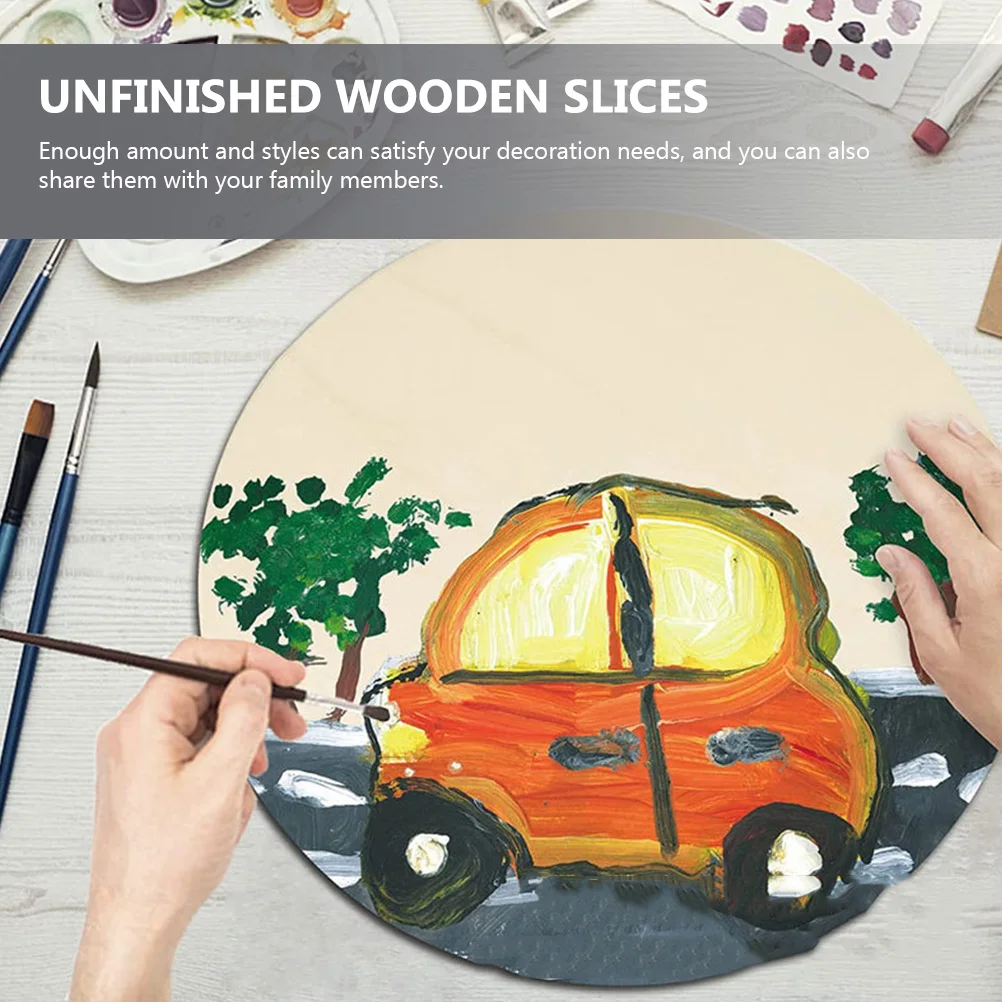 

4 set Unfinished Wood Plate 30CM Round Slices for DIY Plaque Craft Decor Christmas Wooden Discs Holiday Ornament Sewing