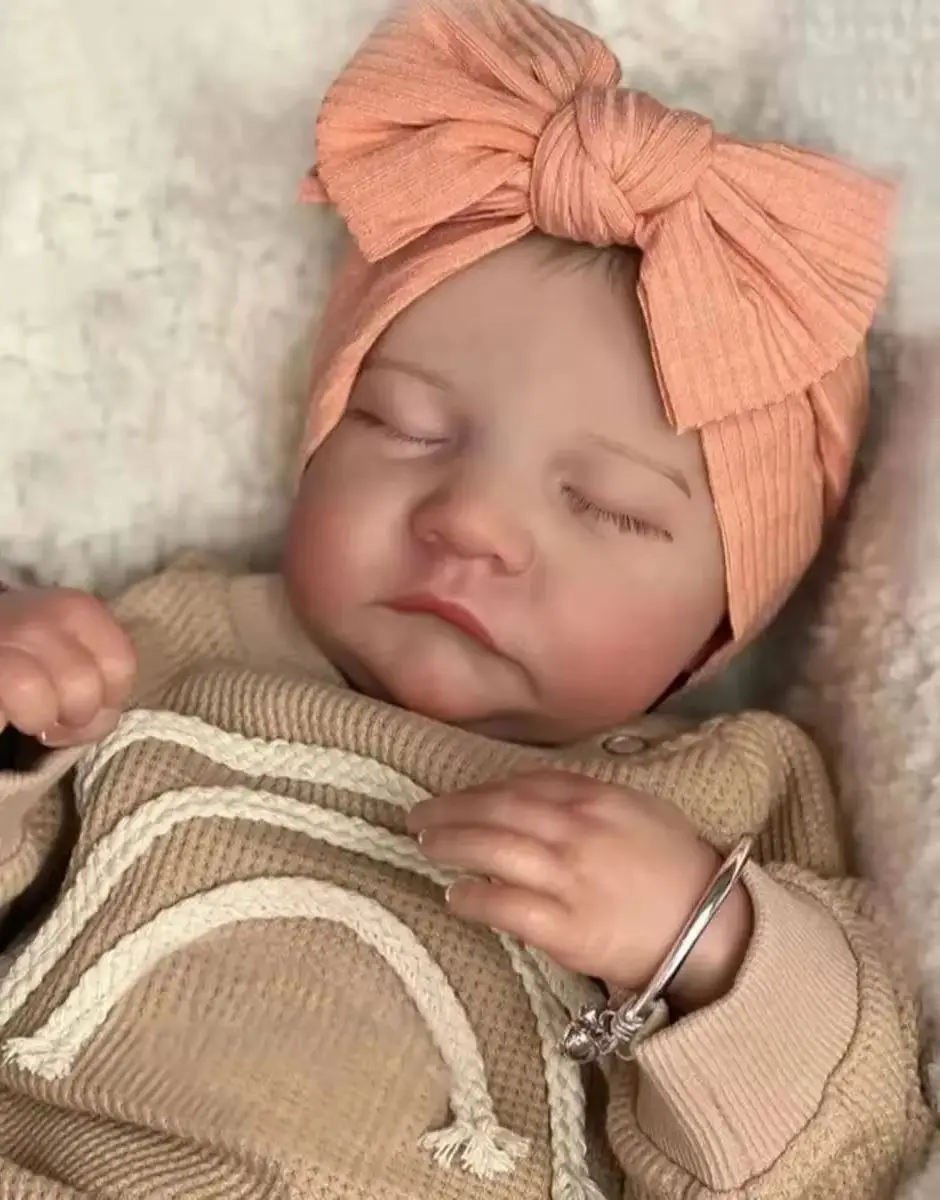Baby Doll Completed Painting Sleep Vinyl Newborn Baby 3D Skin Visible Vein Collection Art Doll Rebirth Doll Gift