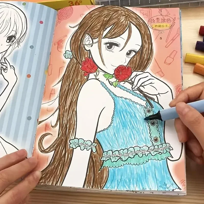 Prinzessinnen-Malbuch für Mädchen – 6 Bücher mit niedlichen Zeichnungen und Lernaktivitäten, Malbuch für Kinder, Malbuch für Mädchen – Detail 5