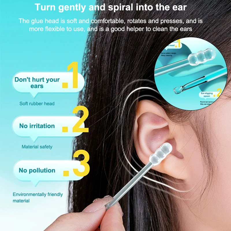 1/3/5 صناديق لزجة الأذن حفار الأذن أداة حفر الأذن الشمع تنظيف خاص لا تؤذي الأذن حفر ملعقة الأذن حفر مسحات القطن