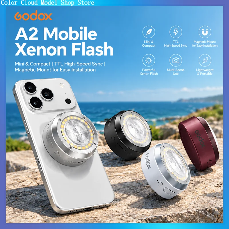 Godox A2 Pocket Xenon Flash Magnetic Phone Portable Selfie Beauty Light Bluetooth Nfc Control External Foriphone16-18 Series