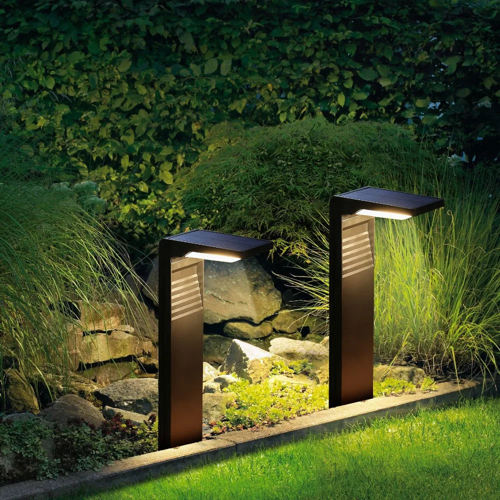 Design Landschaft moderne Poller Licht im Freien wasserdichte LED Solar Garten leuchten für Innenhof Dekoration