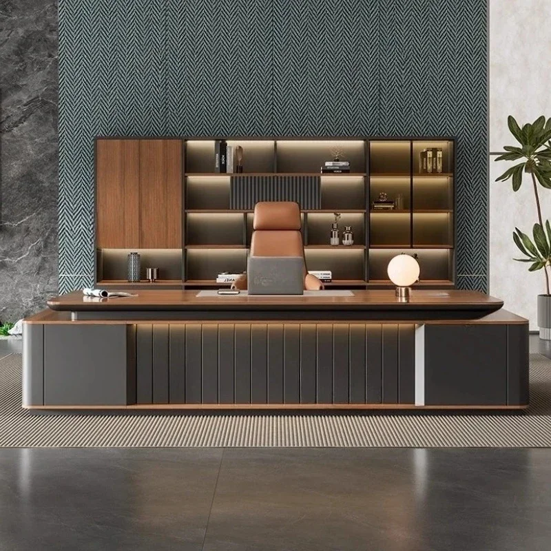 مكتب مكتب فاخر خفيف من Boss عالي الإحساس وحديث وبسيط ومكتب مكتب مدير الرئيس الكبير أثاث Mesa De Escritorio