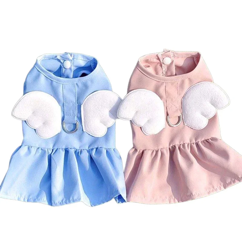 Pet Clothing For Dogs Cats Small Dog Dress Angel Wings Skirt Dog Clothes Dog Accessories Spring Summer Cat Harness Collars