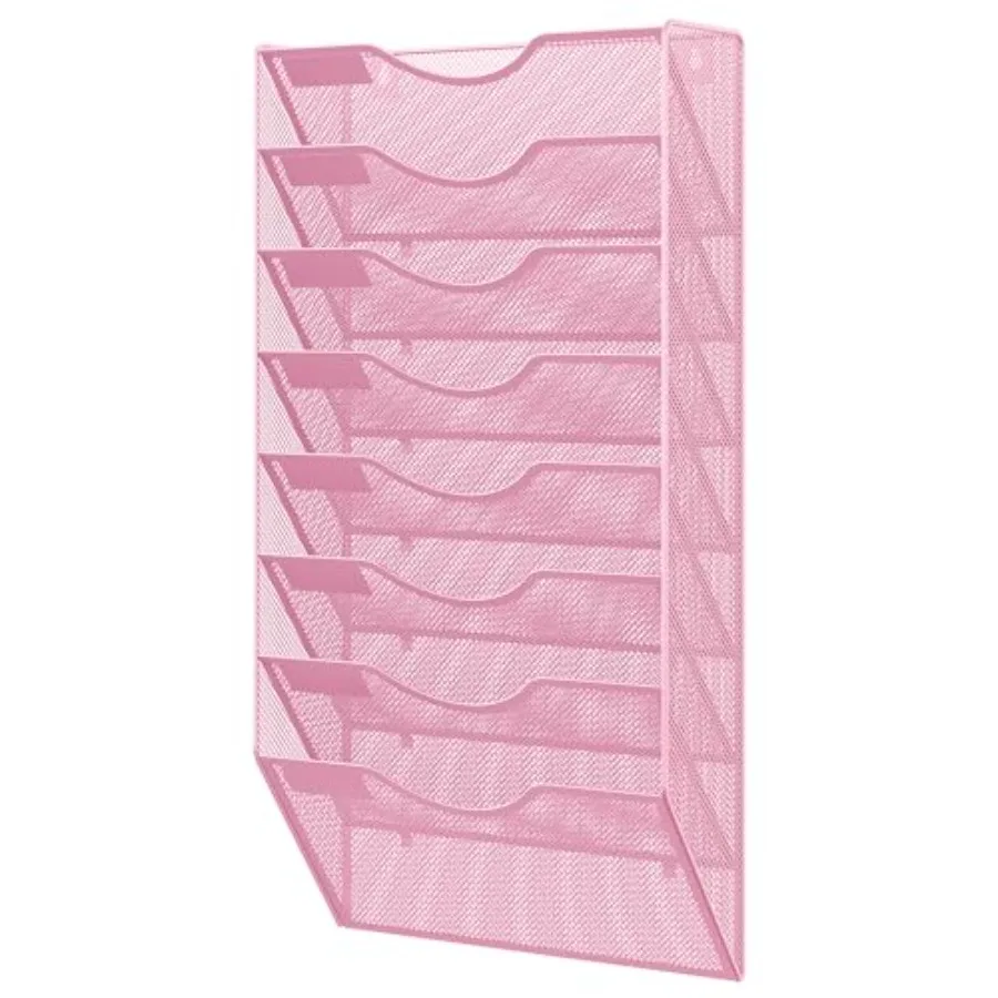 

8 Pocket Mesh Wall File Organizer, Hanging Paper Folder Holder with Classify Label, Vertical Wall Mount Mail Organizer for Offi