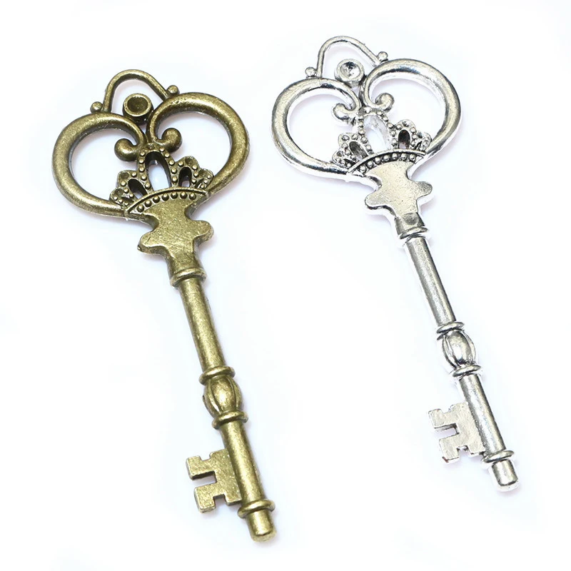 84x33mm 1pcs Antique Bronze Silver Plated Key Handmade Charms Pendant:DIY for bracelet necklace