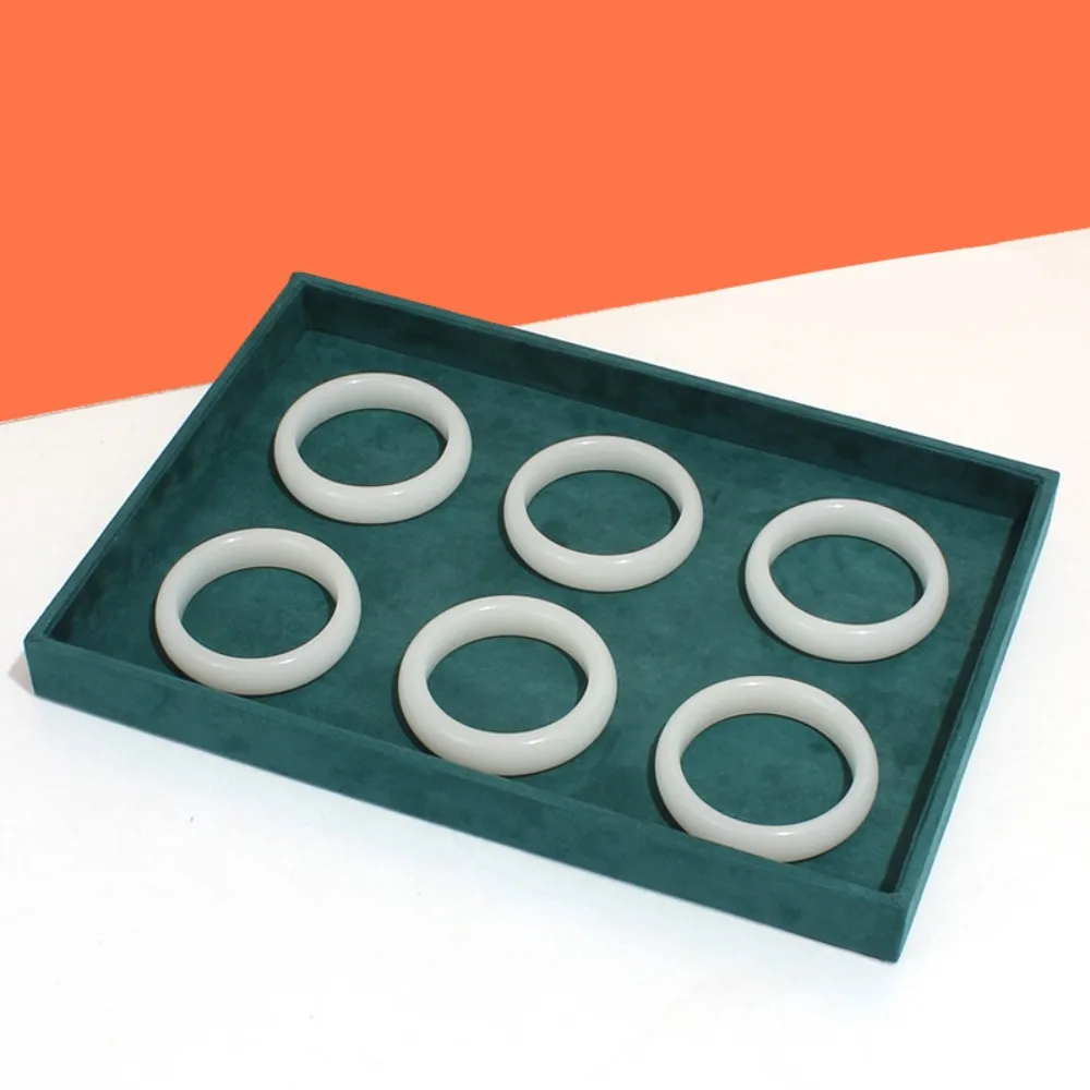 

New Velvet Jewelry Storage Tray Green One Layer Jewelry Display Case​ Large Capacity Jewelry Organizer Jewelry Display