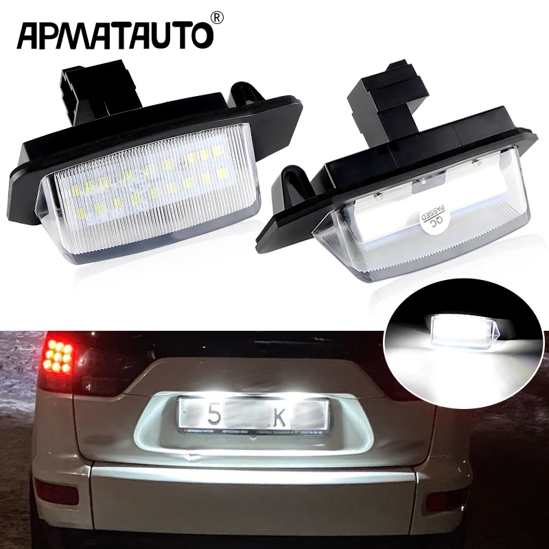 For Peugeot ION Citroen C-Crosser C-Zero Mitsubishi Outlander Eclipse Lancer Galant White LED Rear License Plate Lights No Error
