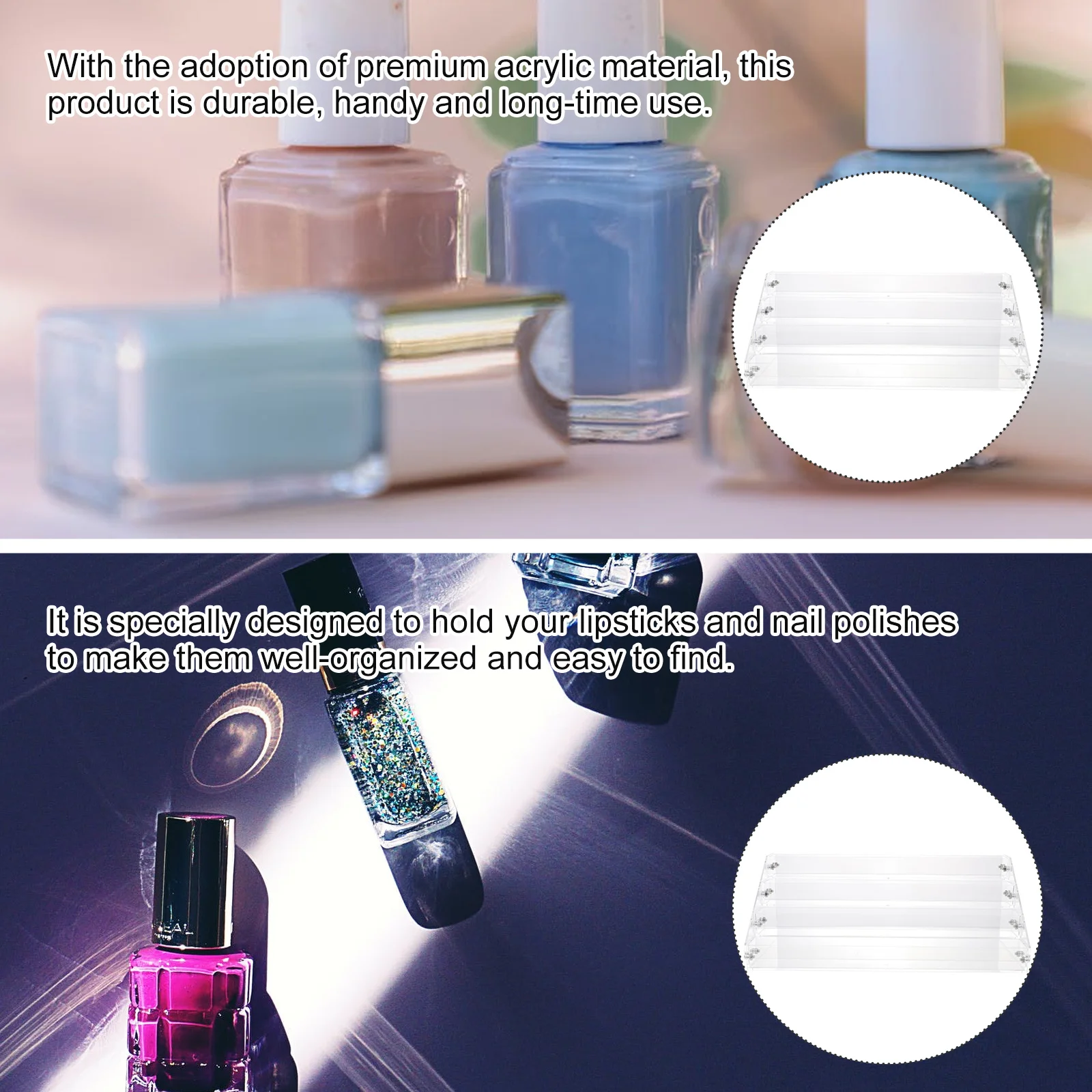 

Acrylic Organizer 4-Layer Clear Nail Polish and Lipstick Holder Durable and Long-Lasting Desktop Storage Solution