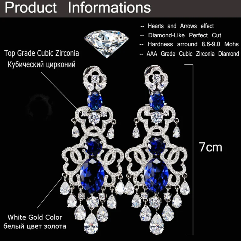 Pera Famous Brand Wedding Jewelry Large Statement Long Dangling Drop Earrings for Women With Shiny White Cubic Zirconia E239