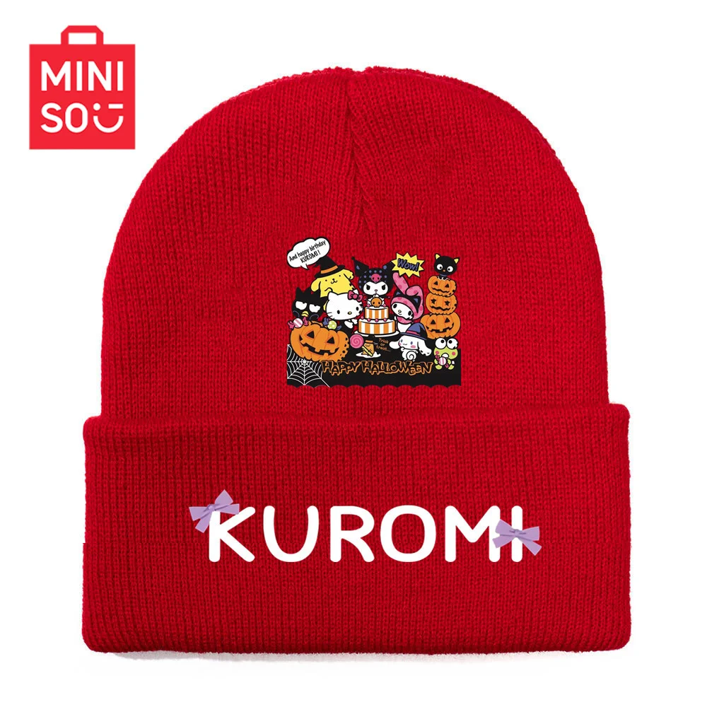 MINISO Хэллоуин НОВАЯ шапка Kulomi Kuromi аниме зимняя Вельветовая шапка осень зима подарки на день рождения для мужчин и женщин