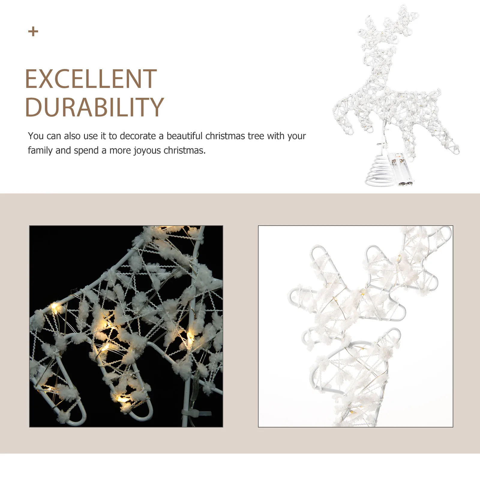 

Unique Creative Elk Christmas Tree Topper with LED Lights Exquisite Decor for Xmas Family Celebration Christmas Tree Topper