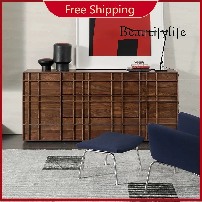 

X North American Black Walnut Color Dining Side Cabinet Simple Storage Porch Cabinet Household Storage Stand Cabinet