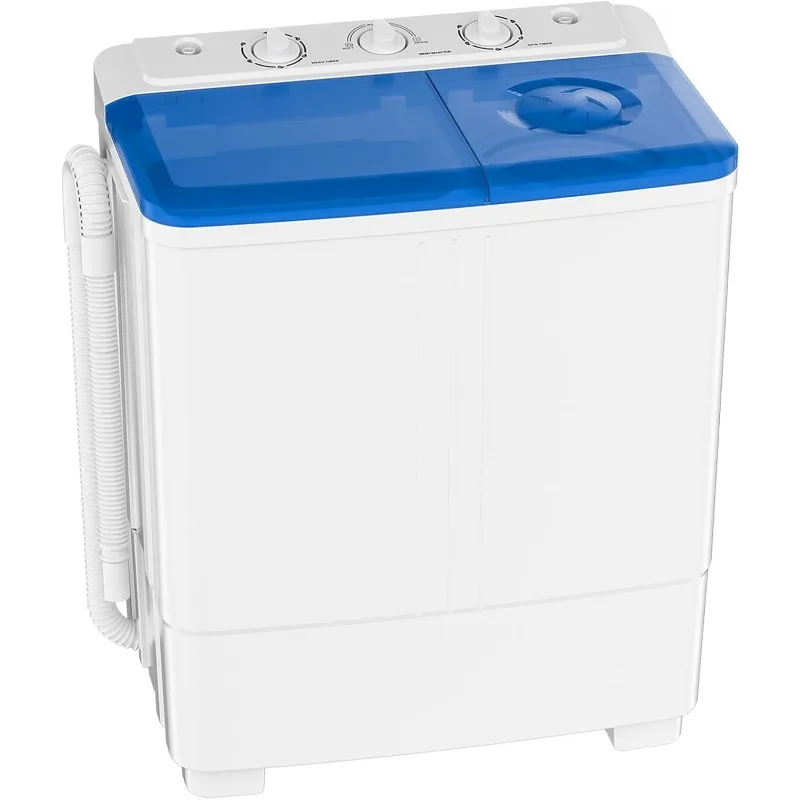 Auertech Portable Washing Machine, 20lbs Twin Tub Washer Mini Compact Laundry Machine with Drain Pump, Semi-automatic Washer