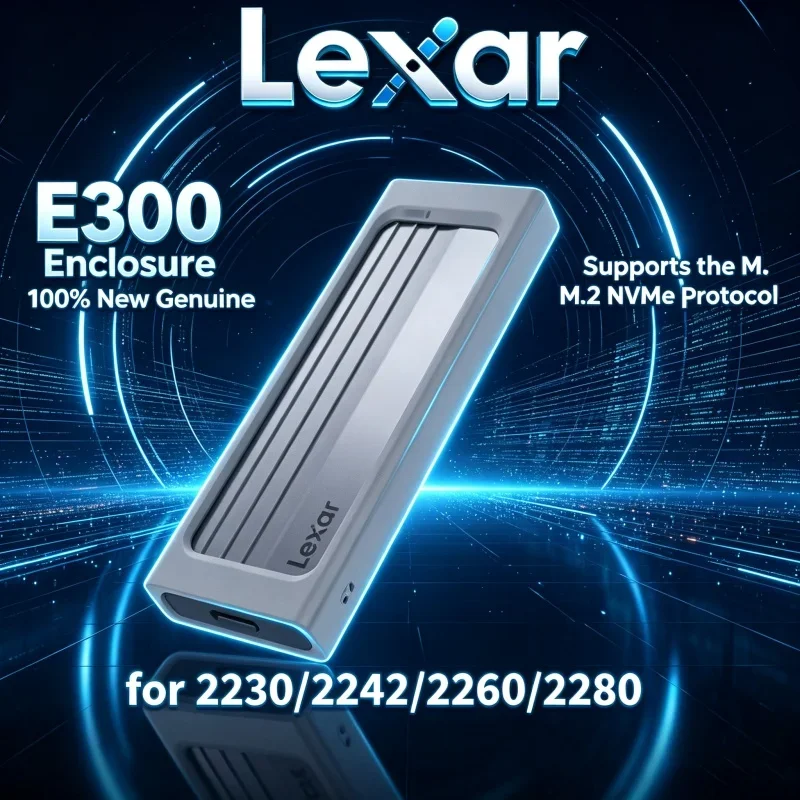 Professional Grade Lexar E300 Pro M.2 NVMe SSD Enclosure 10Gbps USB 3.2 Gen2 Type C External Hard Drive Case