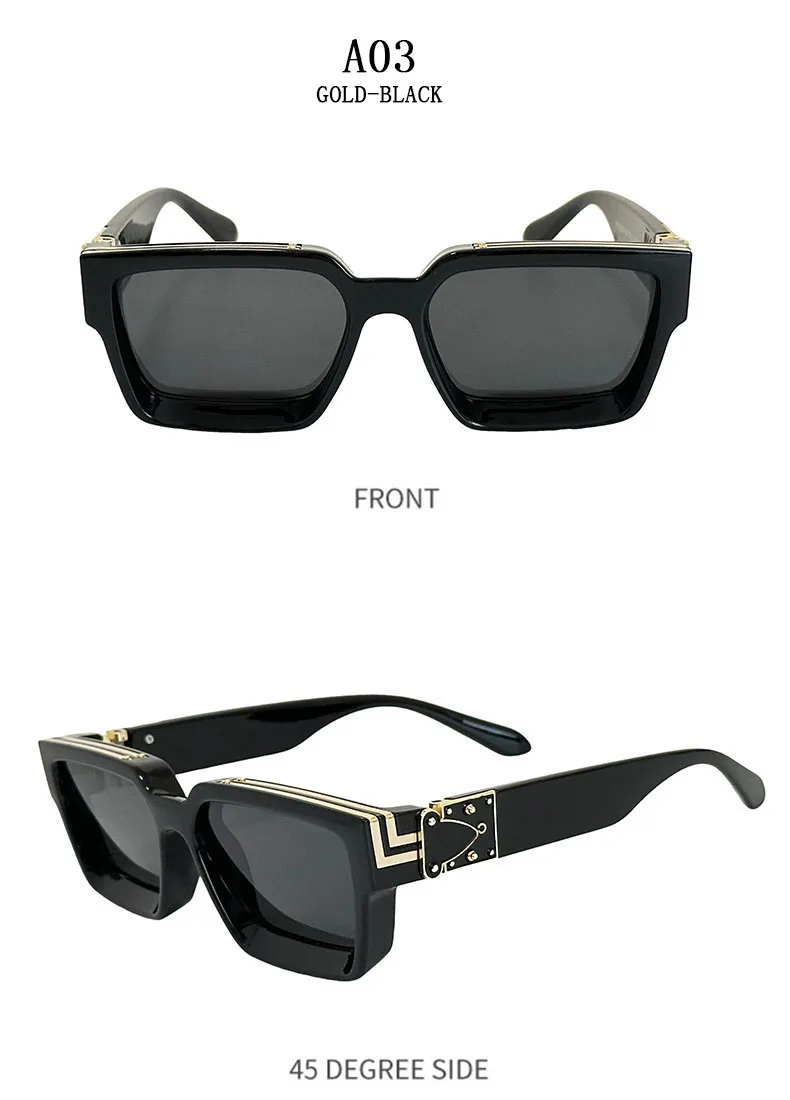 Millionär Quadratische Sonnenbrille Für Männer Retro Sonnenschutz Sonnenbrille Frauen Trendy Und Modische Vintage Mode Gläser Zonnebril – Detail 20