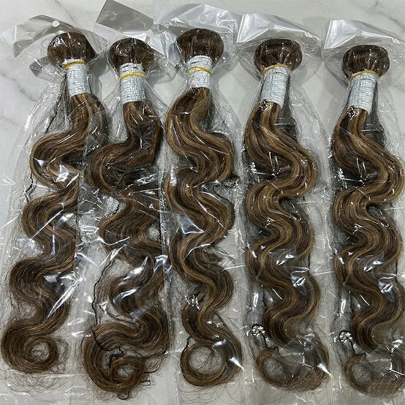 Highlight Ombre Body Wave Bundles Human Hair 16A Brazilian Colored Weave Raw Hair 3 4 Pcs Unprocessed Double Bundles Extensions