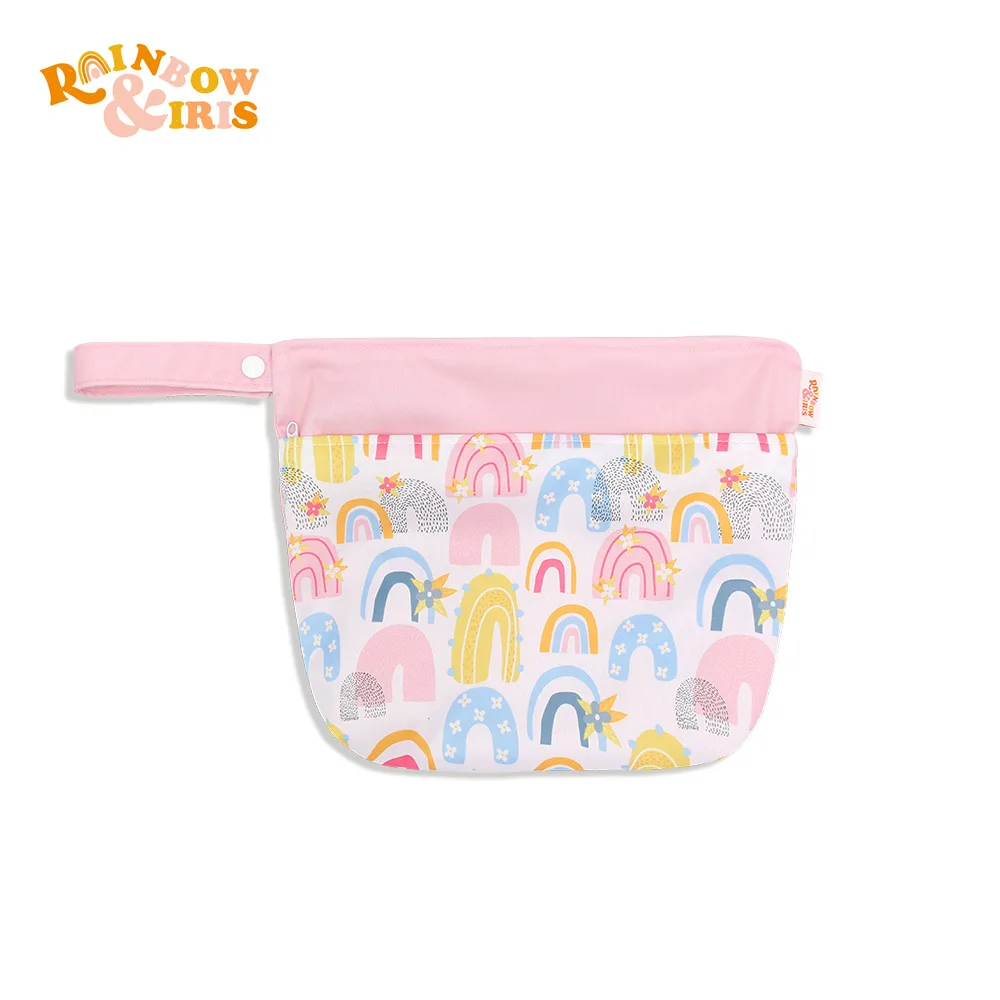 Baby Stroller Cartoon Zipper Storage Bag Essentials Diaper Tissues Pacifier Pouch Portable Diaper Organizer with Handle 20x28cm