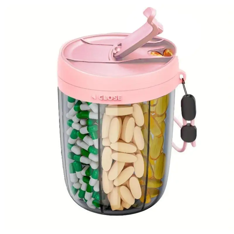 *1Pcs Daily Medicine Organizer Portable 6-Compartment Vitamin Supplement Pill Storage Box For Unisex Home And Travel Use