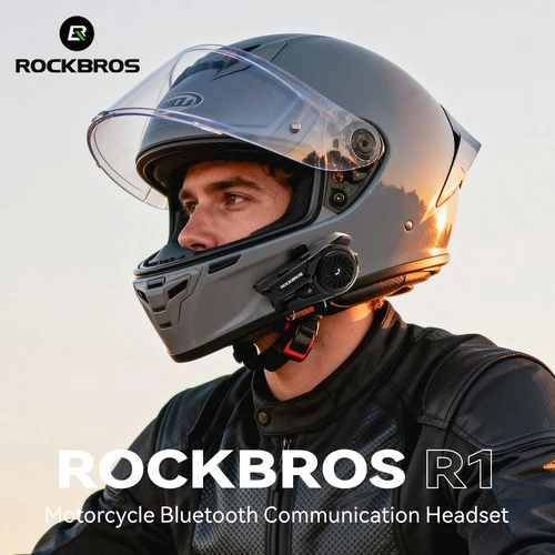 Imagen 2 del producto ROCKBROS-auriculares para casco de motocicleta, interfono impermeable de 300M para Moto, BT6.0, reducción de Control de voz, batería de 1000mAh