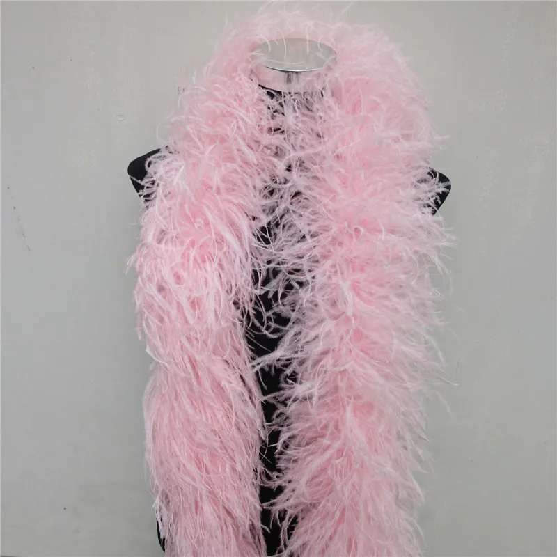 YOYUE 2 Meters 6 Layer Pink Natural Ostrich Feathers Boa Quality Fluffy Costumes / Trim For Party / Costume / Shawl / Available