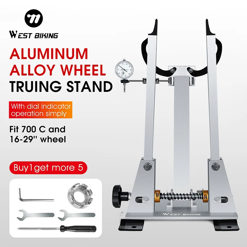 WEST BIKING Bicycle Wheel Truing Stand With Dial Indicator Professional MTB Bike Wheel Rim Corrector Adjustment Bike Repair Tool