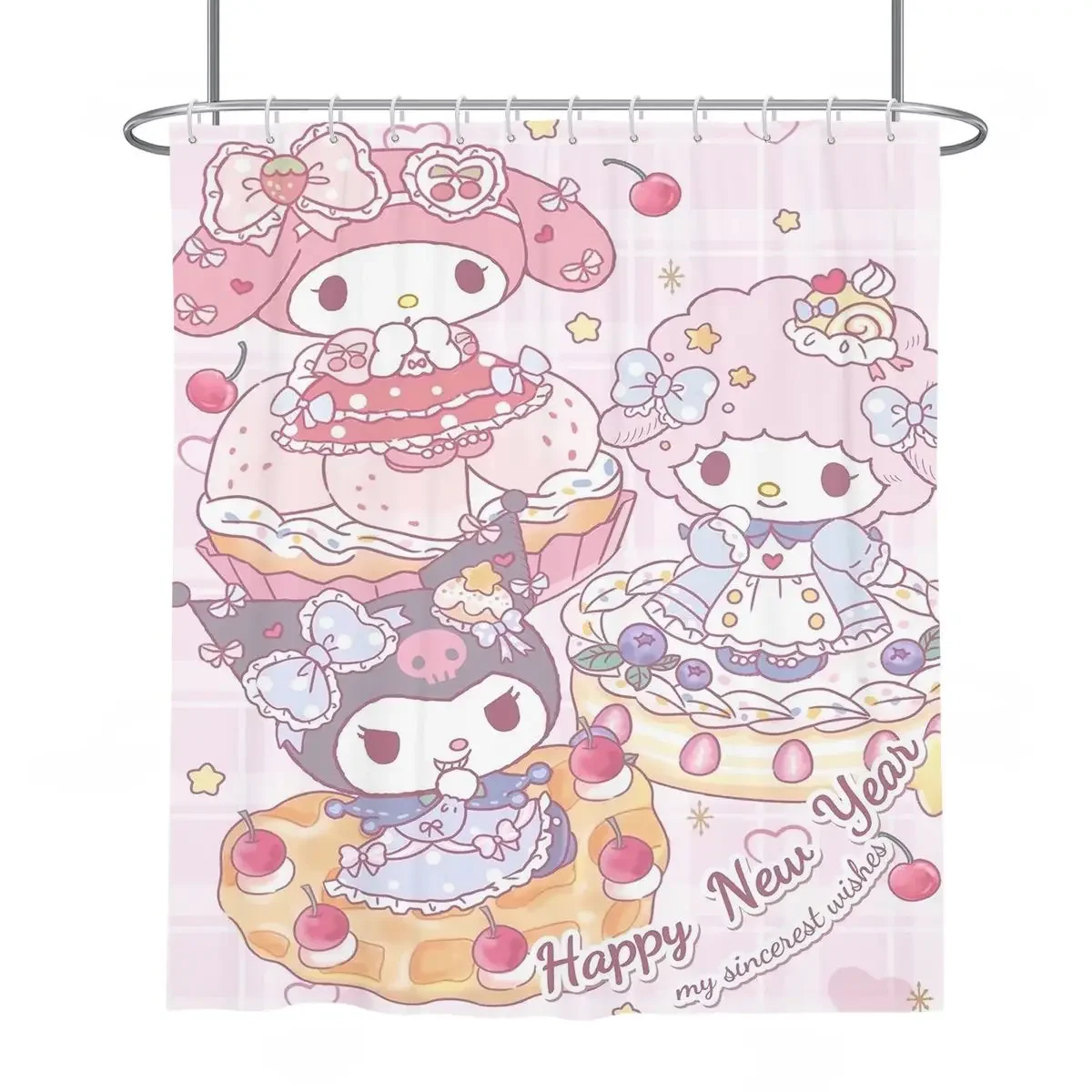 

Sanrios Cinnamonroll My Melody Kuromi Hellokitty Cartoon Shower Curtains Waterproof Polyester Bathroom Curtain with Hooks Gift