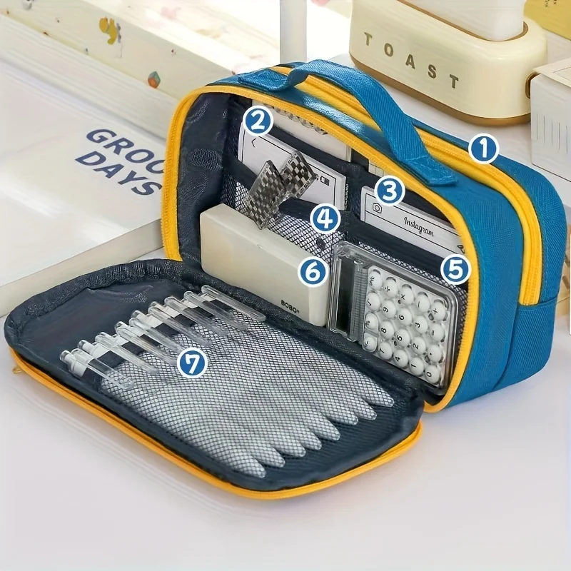 Picture 4: 9-Layer Large Capacity Pencil Case - Durable Oxford Fabric, Multi-Compartment Organizer ,Portable and Washable