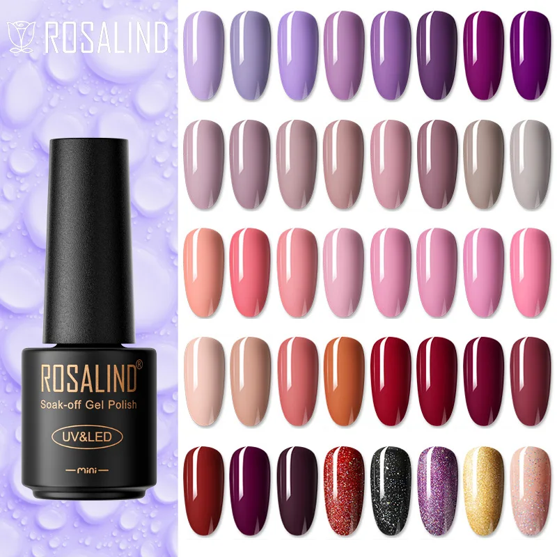 ROSALIND Gel Nail Polish 80 Colors Semi Permanent Hybrid Varnishes Nails Art Nail Polish Base Top Coat UV Gel Polish Esmalte