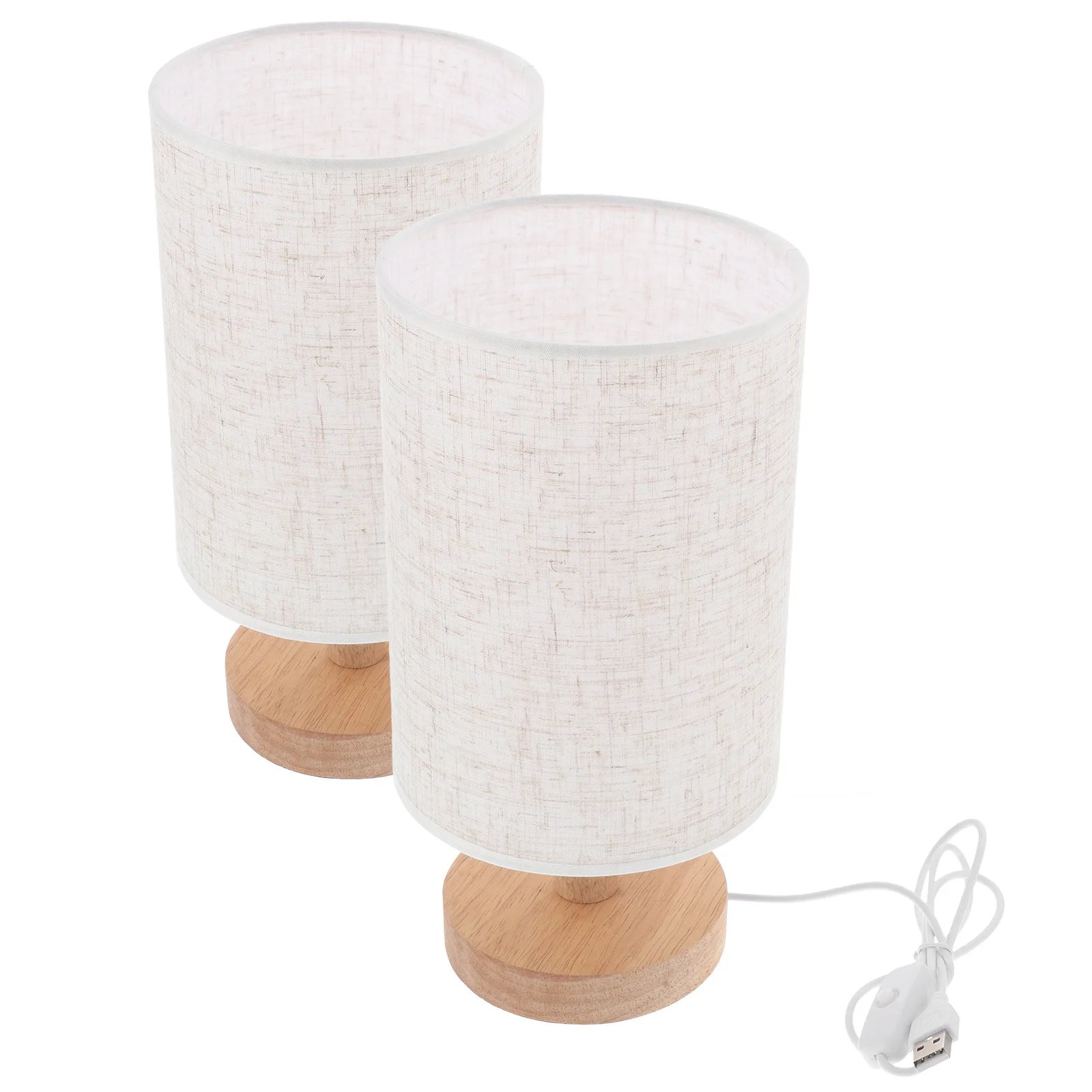 

2Pcs Nordic Wooden Table Lamp DIY Design Warm Fabric Shade Cozy Living Room Decor Bedside Nightstand Lamp Living Room Decor