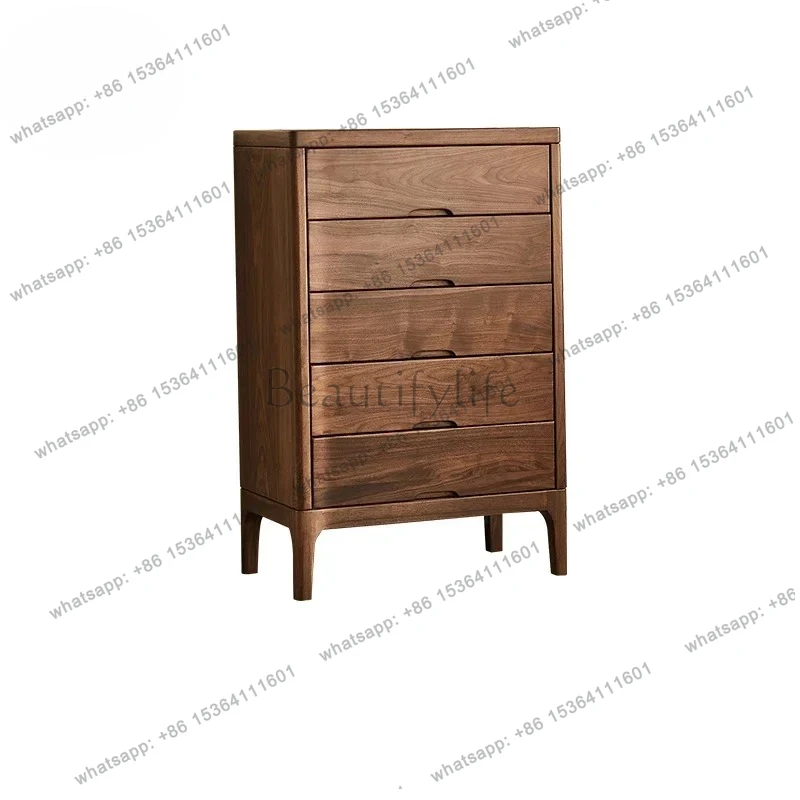 

North American black walnut all-solid wood chest of drawers Nordic simple living room drawer locker