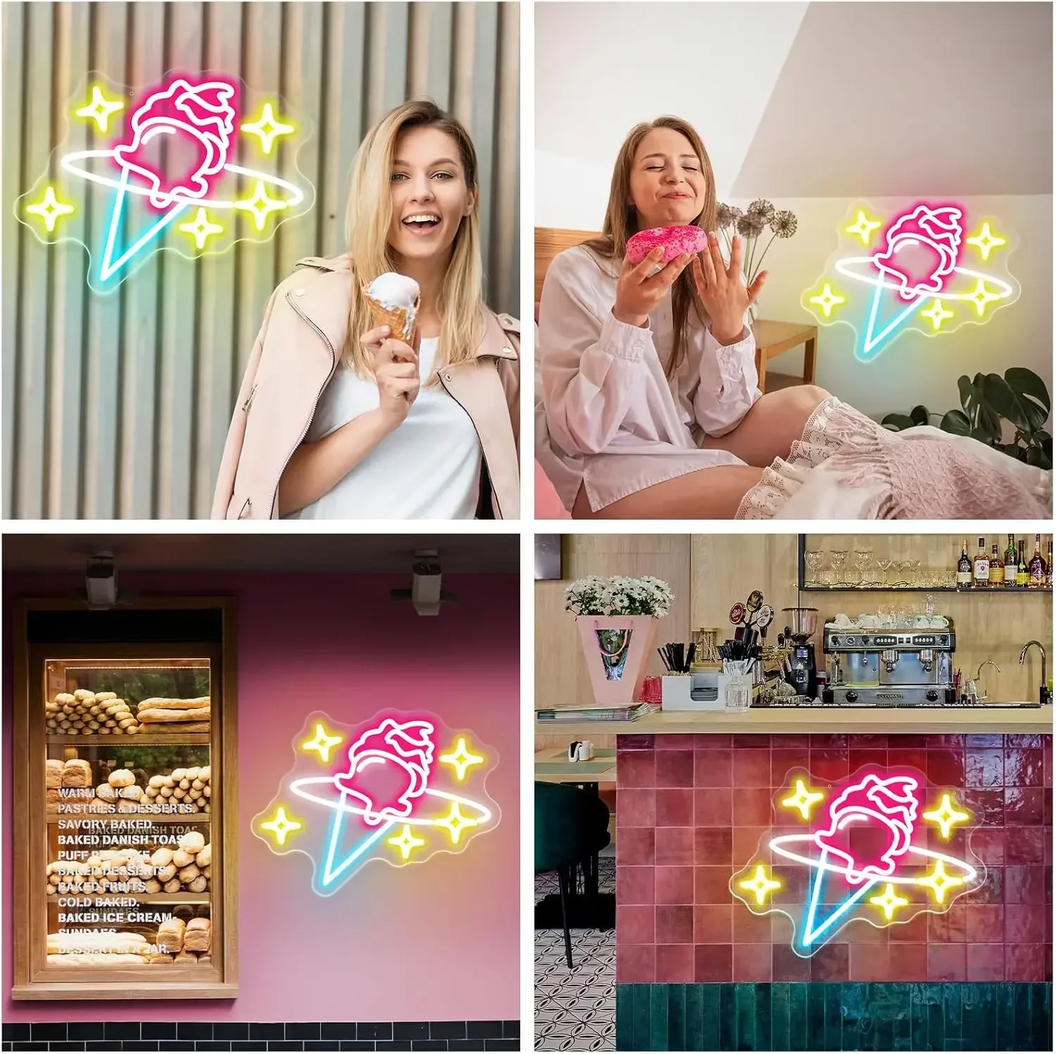 Ice Cream Neon Signs LED Neon Light Sign Light Up Neon Signs Wall Decor for Game Room Man Cave Bar Decor Store Club