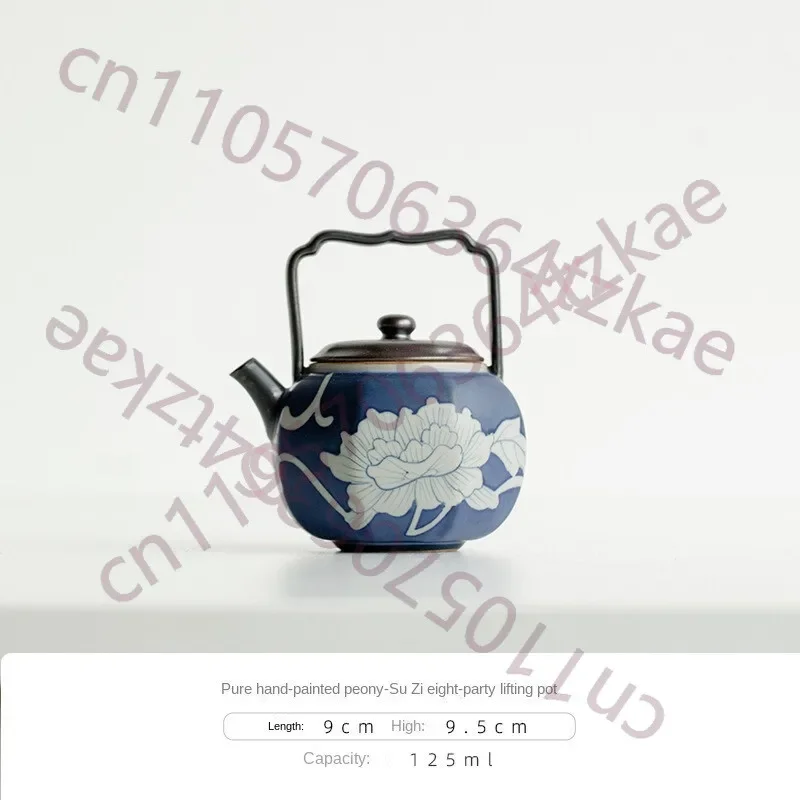 125ML Ceramic Teapots Octagonal Handle Pot Tea Maker Filter Kung Fu Teaset