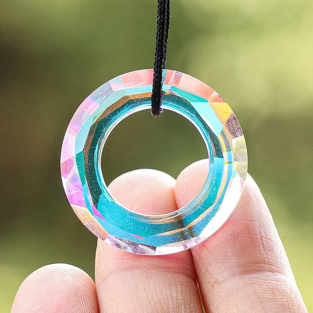 

30mm AB Color Circle Ring Crystal DIY Pendant Making Window Sill Hanging Suncatcher Home Hotel Chandelier Sparkling Accessories
