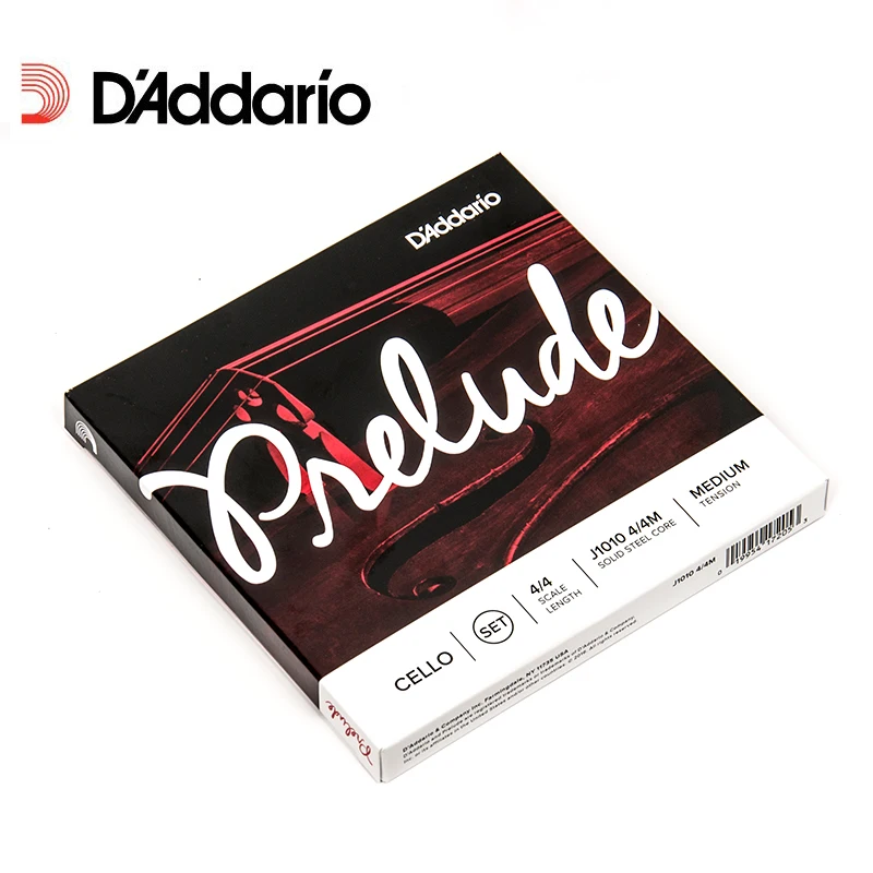 Juego de Cuerdas para Violonchelo D'Addario Prelude J1010, Tamaño 4/4, Núcleo de Acero Sólido, Entorchado de Níquel, Tensión Media, Extremo de Bola