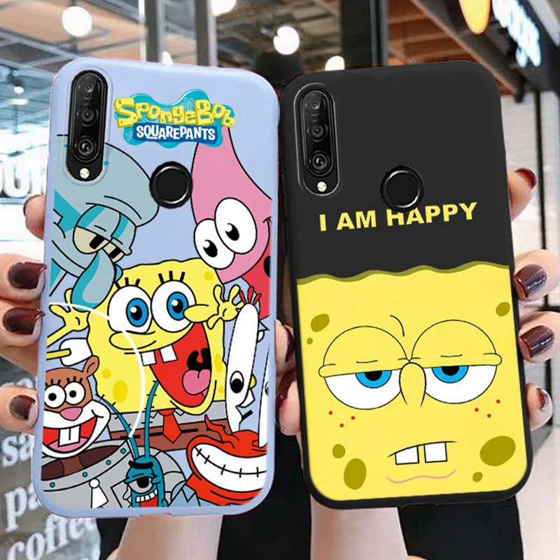 Funny SpongeBob SquarePants Phone Case for Huawei P30 Lite Nova 4e Patrick Star Squidward Tentacles Silicone Soft TPU Back Cover