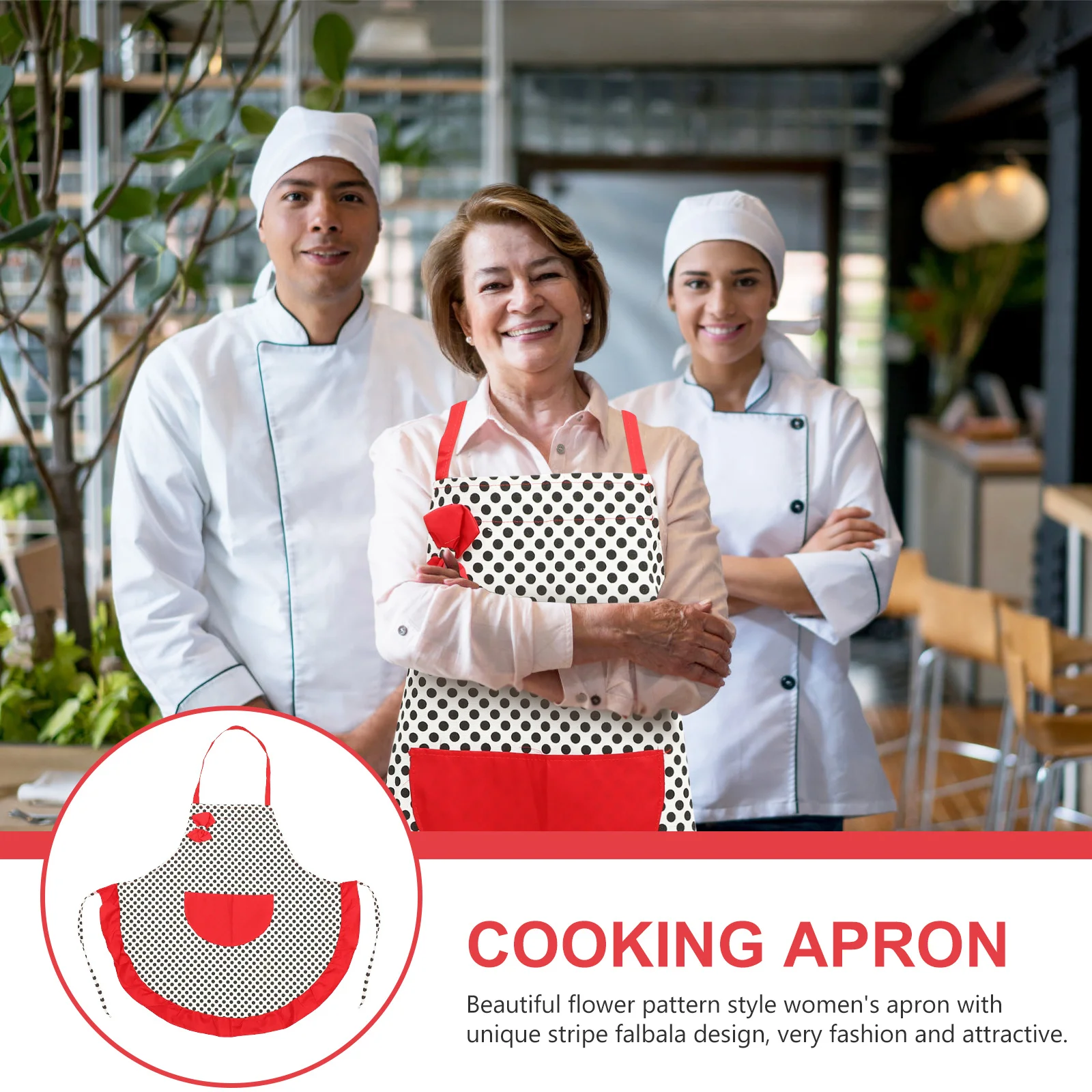 

Red Cotton Apron 75X65Cm Sleeveless Halter Neck With Pocket For Kitchen Cooking Women Hotel Nail