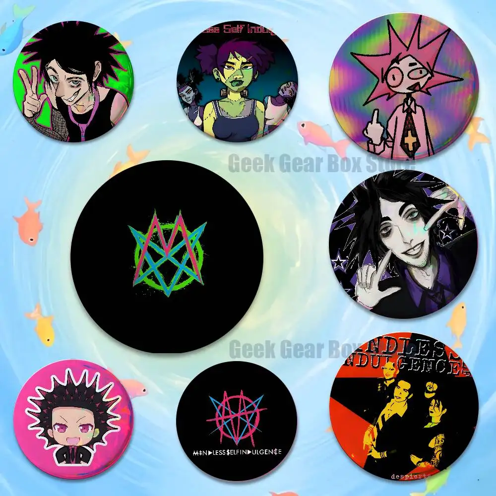

M-Mindless Self Indulgence Jimmy Laser reflective round badges pins bag clothing decorations collectibles gifts for friends