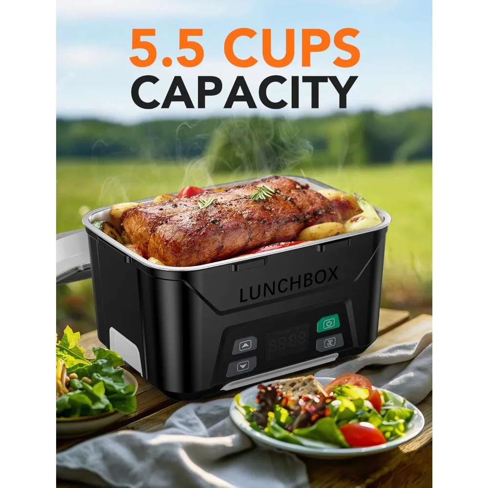 Hot Sale - Cordless Electric Lunch Box for Adults, Heated Lunch Box Battery Powered with Automatic Heating, 5.5 Cups