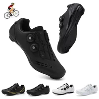 Nuevos zapatos deportivos de ciclismo para hombre, zapatos de carretera para exteriores, zapatos de cuero PU transpirables y ligeros con cierre SPD, zapatos de ciclismo de carreras para mujer