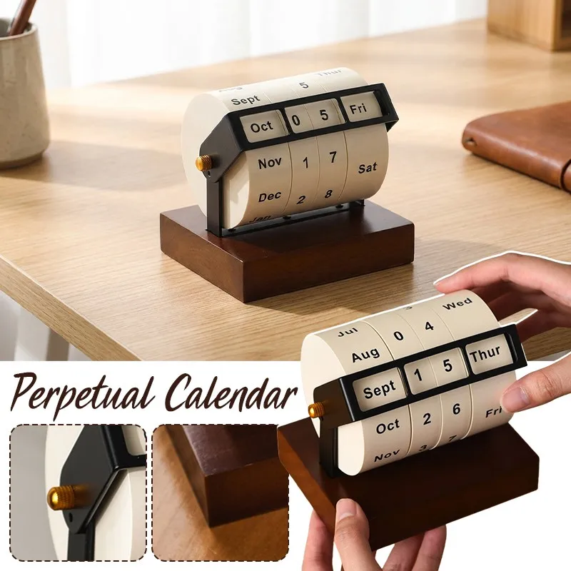 

1PC Wheel Perpetual Calendar Large Rotating Desk Calendar Desktop Ornaments Desk Calendar Perpetual Calendar Countdown