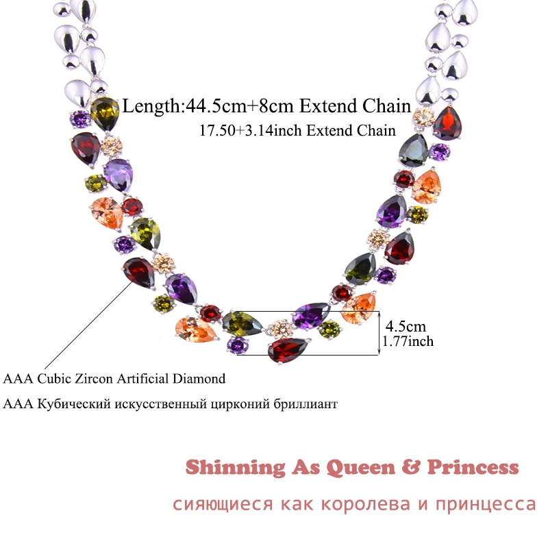 Luxury Mona Lisa Multicolor Cubic Zirconia Stone Necklace Pendant for Women Statement Necklace Jewelry Christmas Gifts AN028