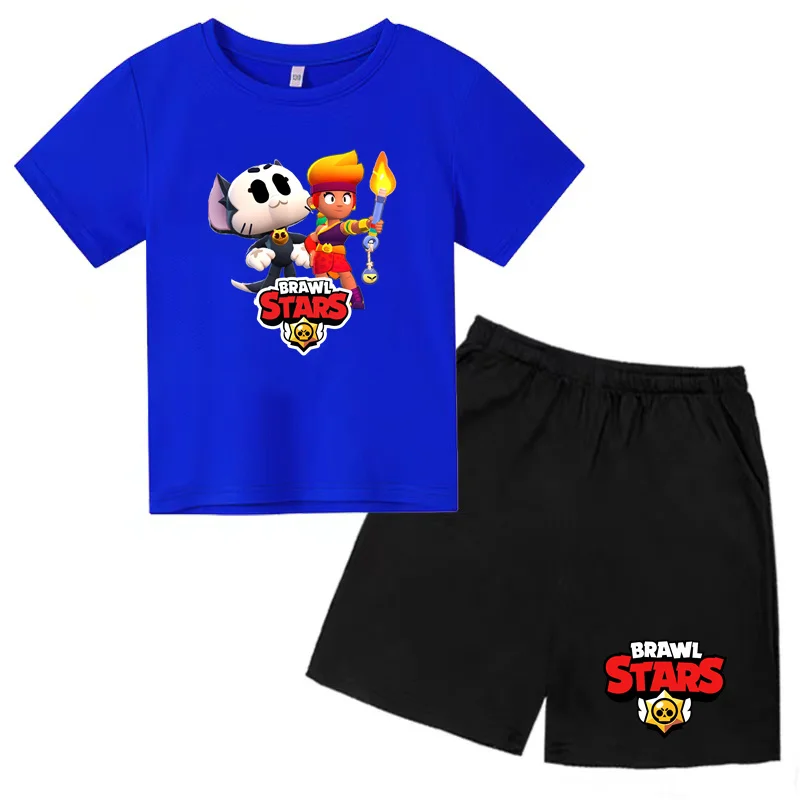 Kids Summer T-shirt Popular Game Print Boys Girls Toddler 3-12Y Top +Shorts 2P Fashion Casual Sports Kawayi Charming Jogging Set