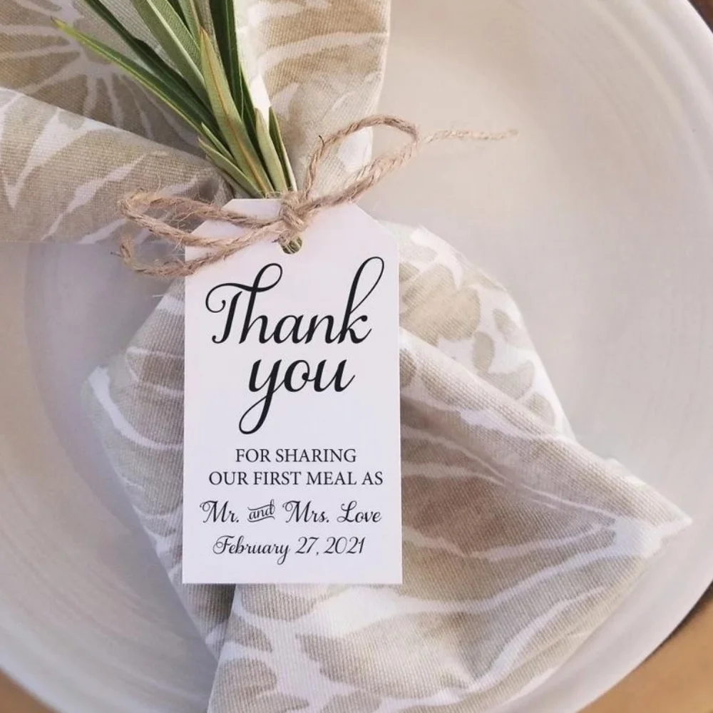 Thank You Wedding Favor Tags,Printed Tags, Plating Thank YouTags, Thank You for Sharing Our First Meal as Mr and Mrs, 25 Custom