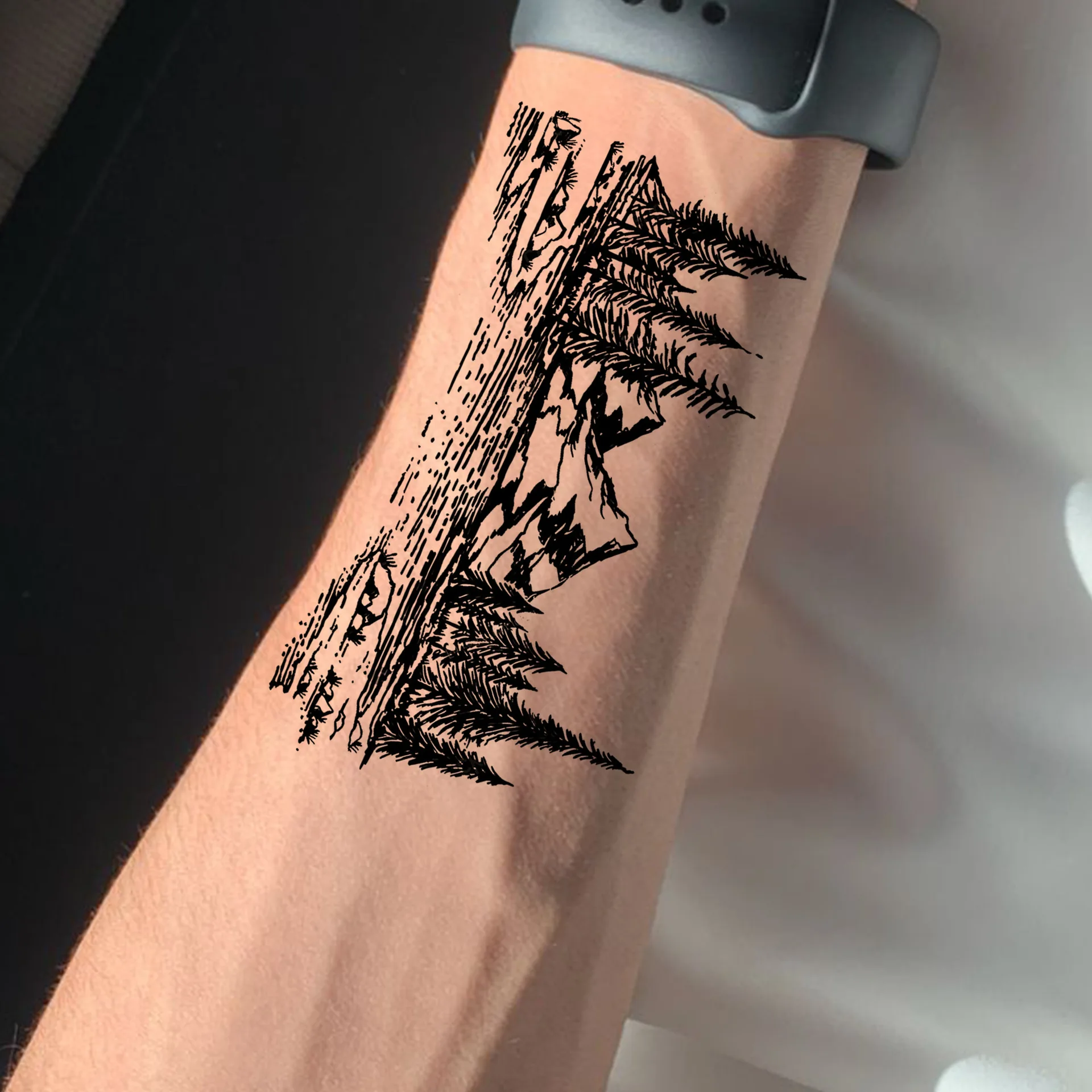 

Artistic Temporary Tattoo Stickers Mountain Forest Scenery Waterproof Non Toxic High Quality Long Lasting Durable for Neck Hand