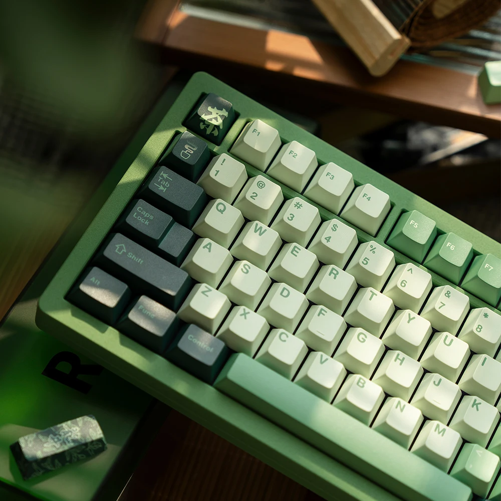 FBB Keycaps Dragon Well tea Customized PBT Sublimation Keycaps 1.7mm Thickened Green Magnet Shaft Gradient Keyboard Key Caps